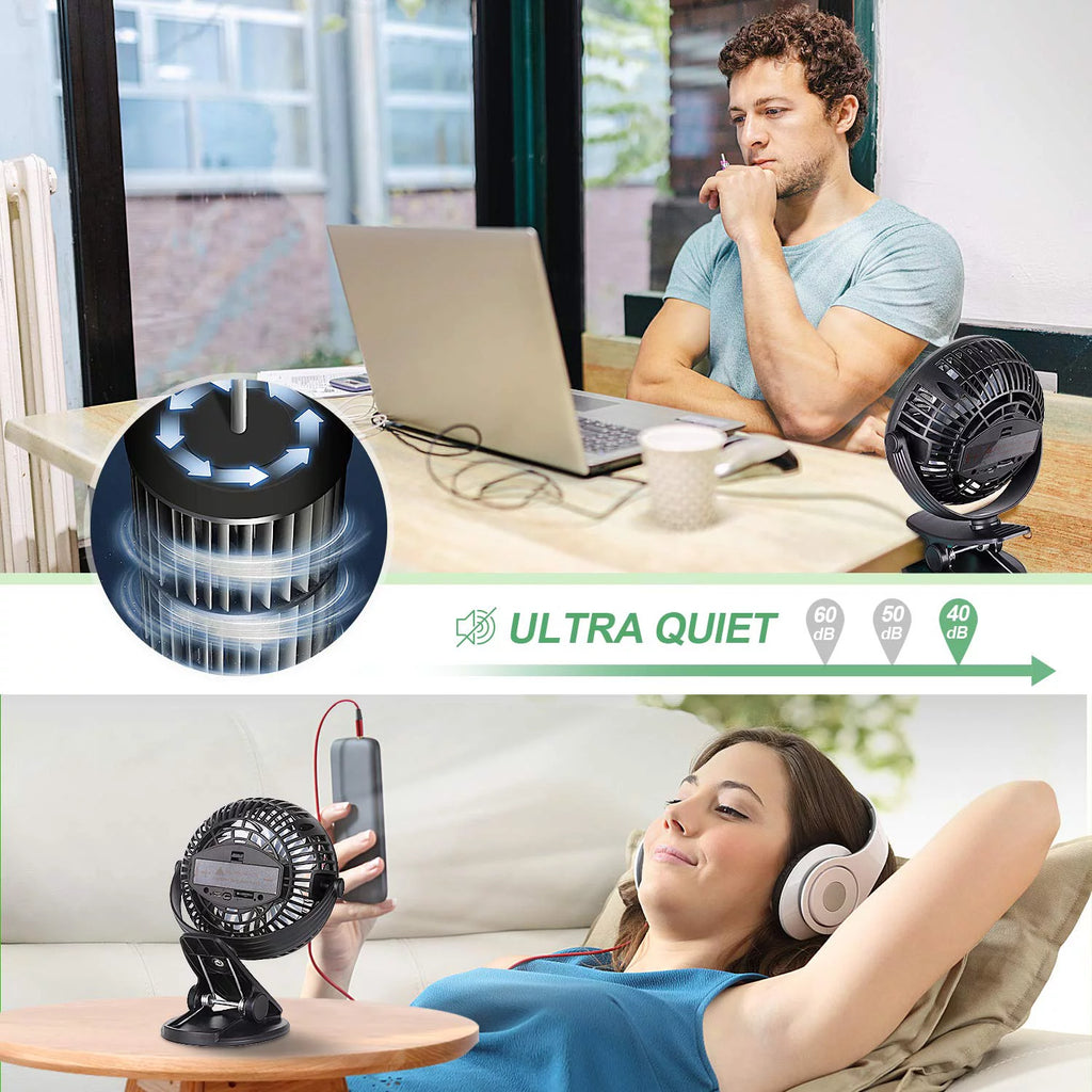 Portable Clip on Fan Black O83725