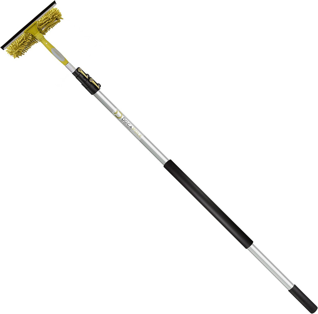 Window Washing Kit with Telescoping Extension Pole and Squeegee Scrubber Combo A231