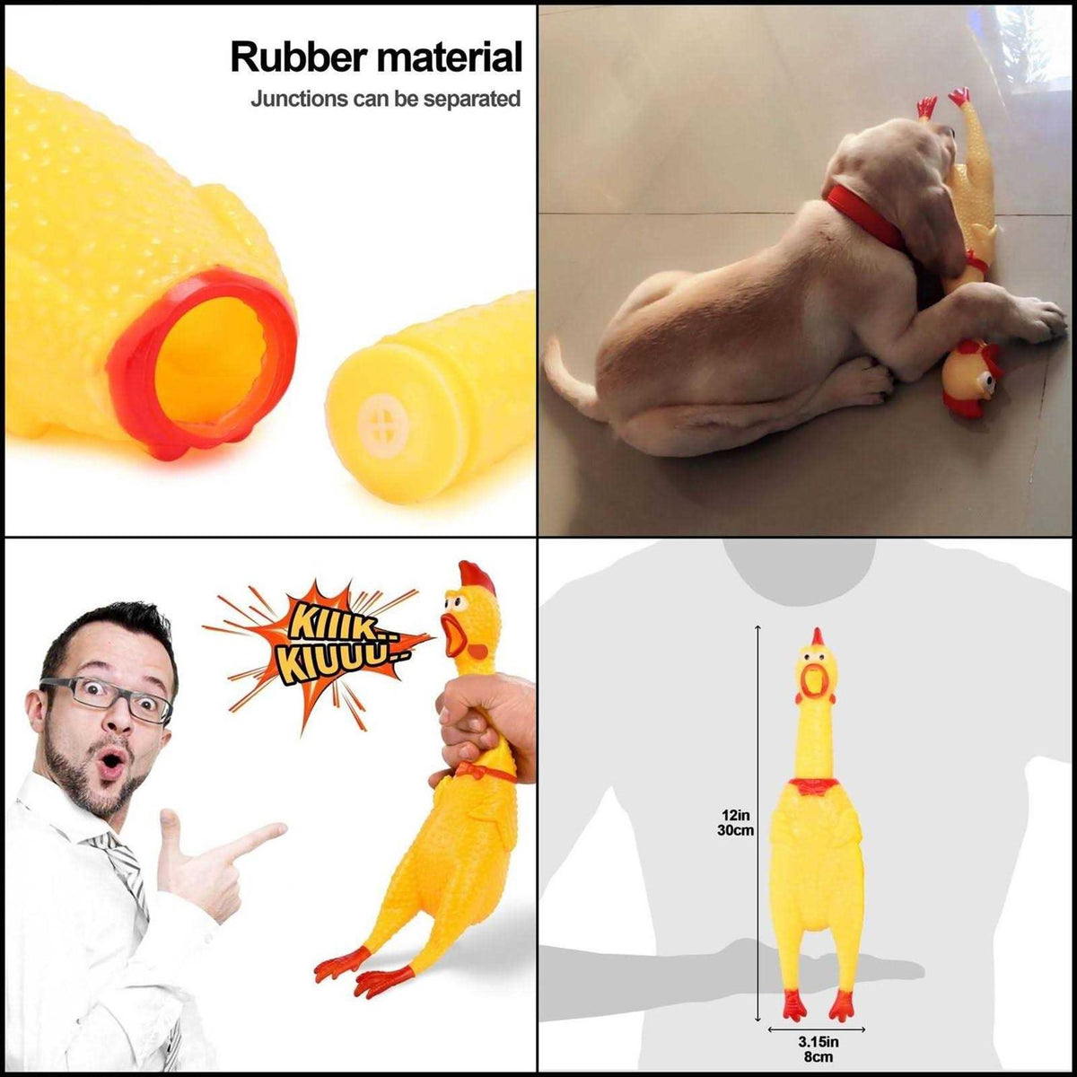 Yellow Rubber Chicken Toy 3 Pack F16665