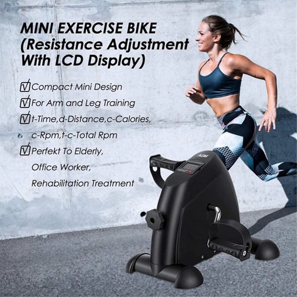 Black Under Desk Exercise Bike with LCD Display A954