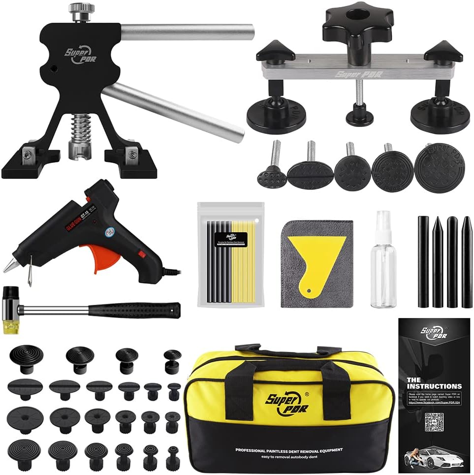 Paintless Dent Repair Kit with Bridge Dent Puller and Black Dent Lifter X529