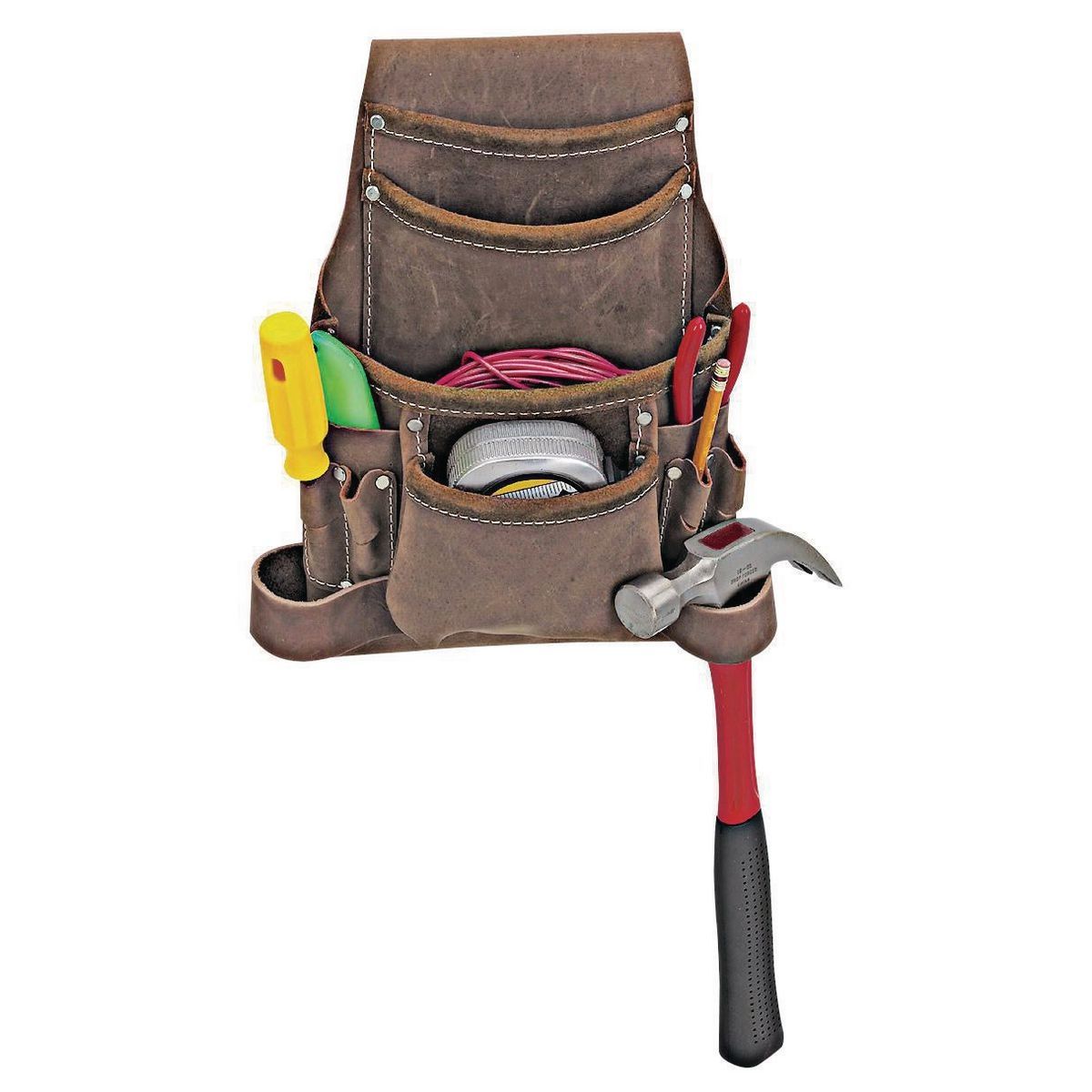 10 Pocket Oil Tanned Leather Tool Pouch Y49934