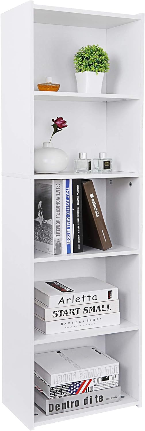 White 5-Shelf Wood Bookcase W129703