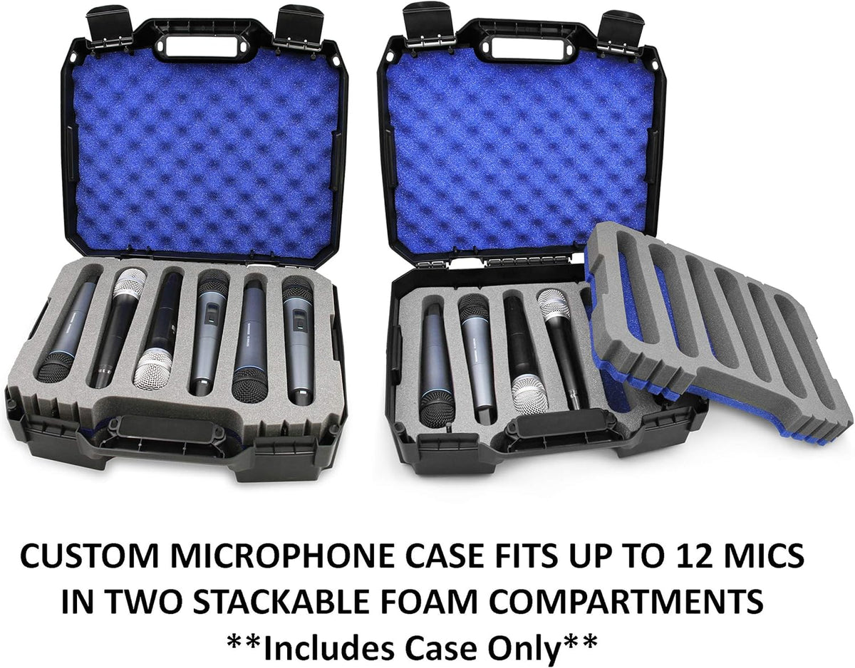 Hard Case Compatible with 12 Handheld Transmitter Mics I900