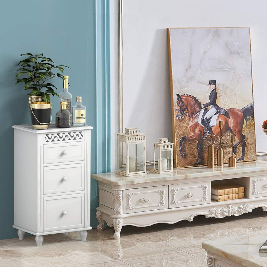 White 3 Drawer Wood Storage Cabinet F74789