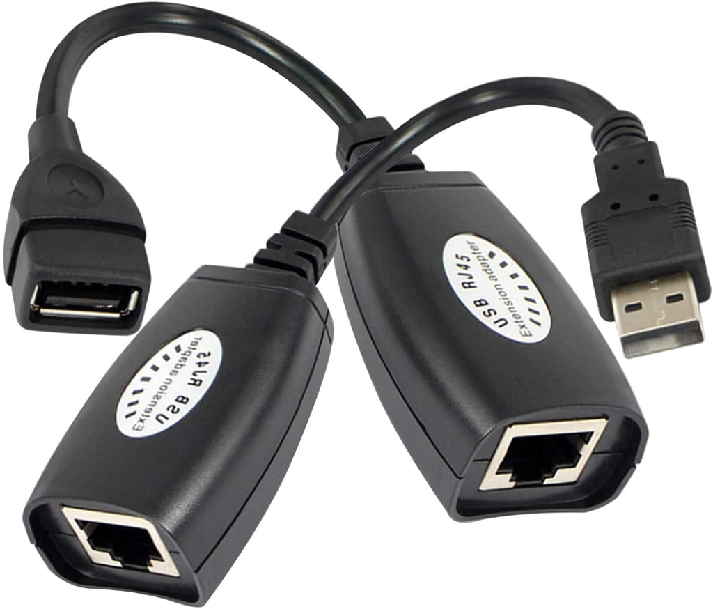 USB to RJ45 Extension Adapter Over Cat5/Cat6 Cable up to 150ft Black K88514