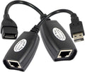USB to RJ45 Extension Adapter Over Cat5/Cat6 Cable up to 150ft Black K88514