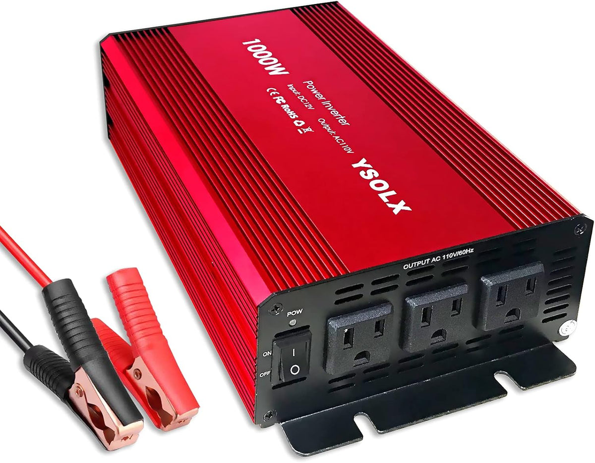 1000 Watt 12V to 110V Power Inverter with 3 AC Outlets R1782