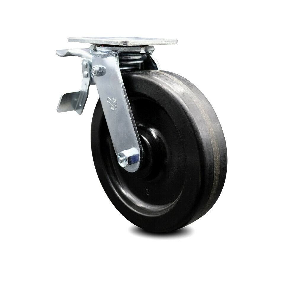 8 Inch Black Swivel Plate Caster with Total Lock Brake Y131
