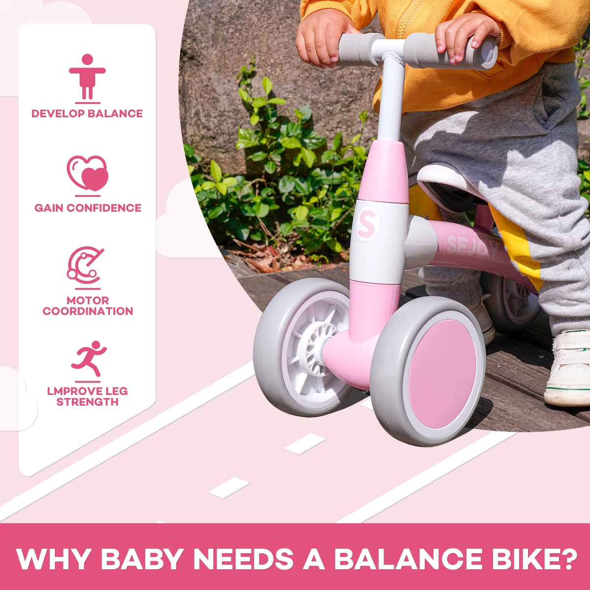 Baby Balance Bike 4 Wheels Walker Q6256