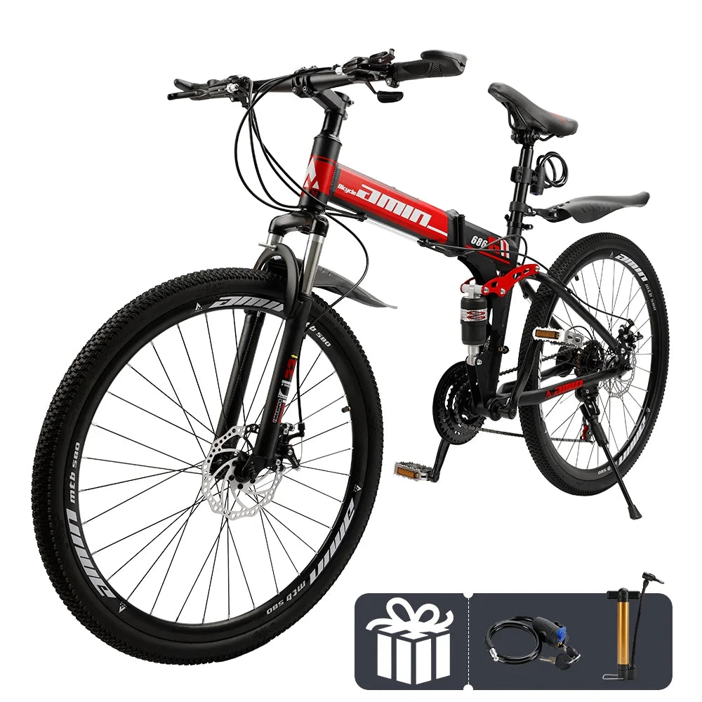 Full Suspension 21 Speed 26 Inch Dual Disc Brake Mountain Bike X6989