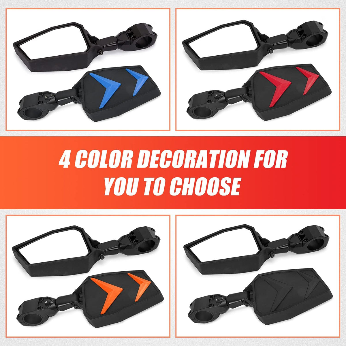 UTV Side View Mirrors 1.75-2 Roll Bar Rear View Mirrors Q786181