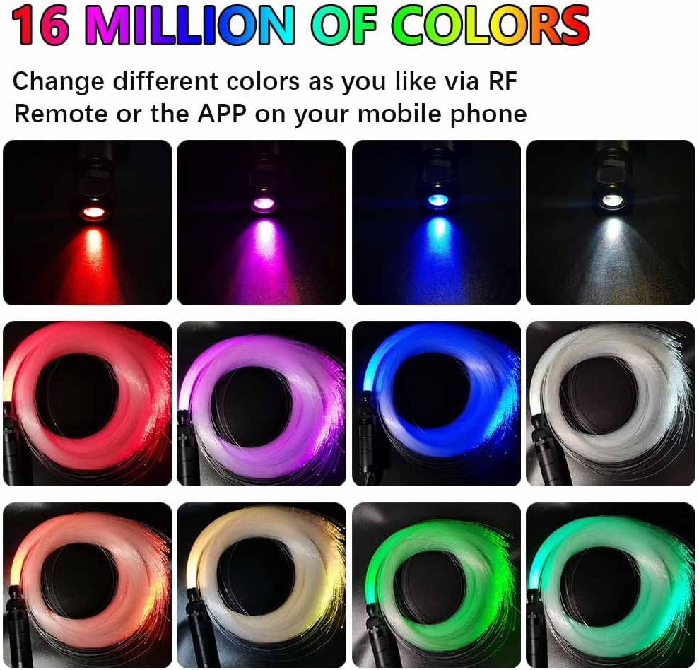Car Use Bluetooth 6W RGB LED Fiber Optic Light Star Ceiling Kit D21710