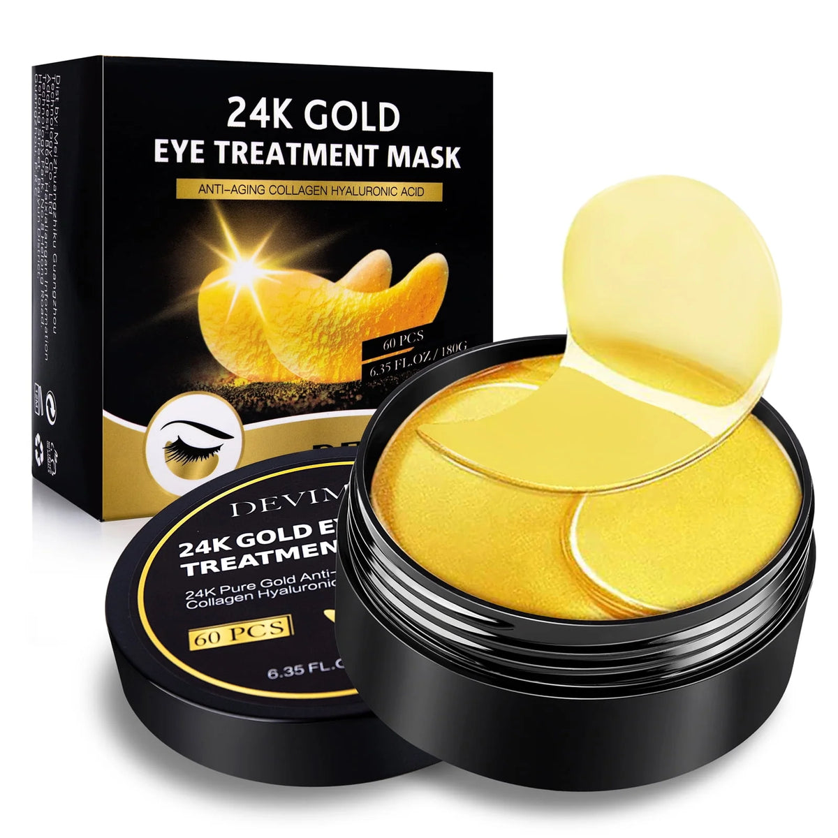 24K Gold Eye Mask, 30 Pairs Gel Under Eye Patches Q936