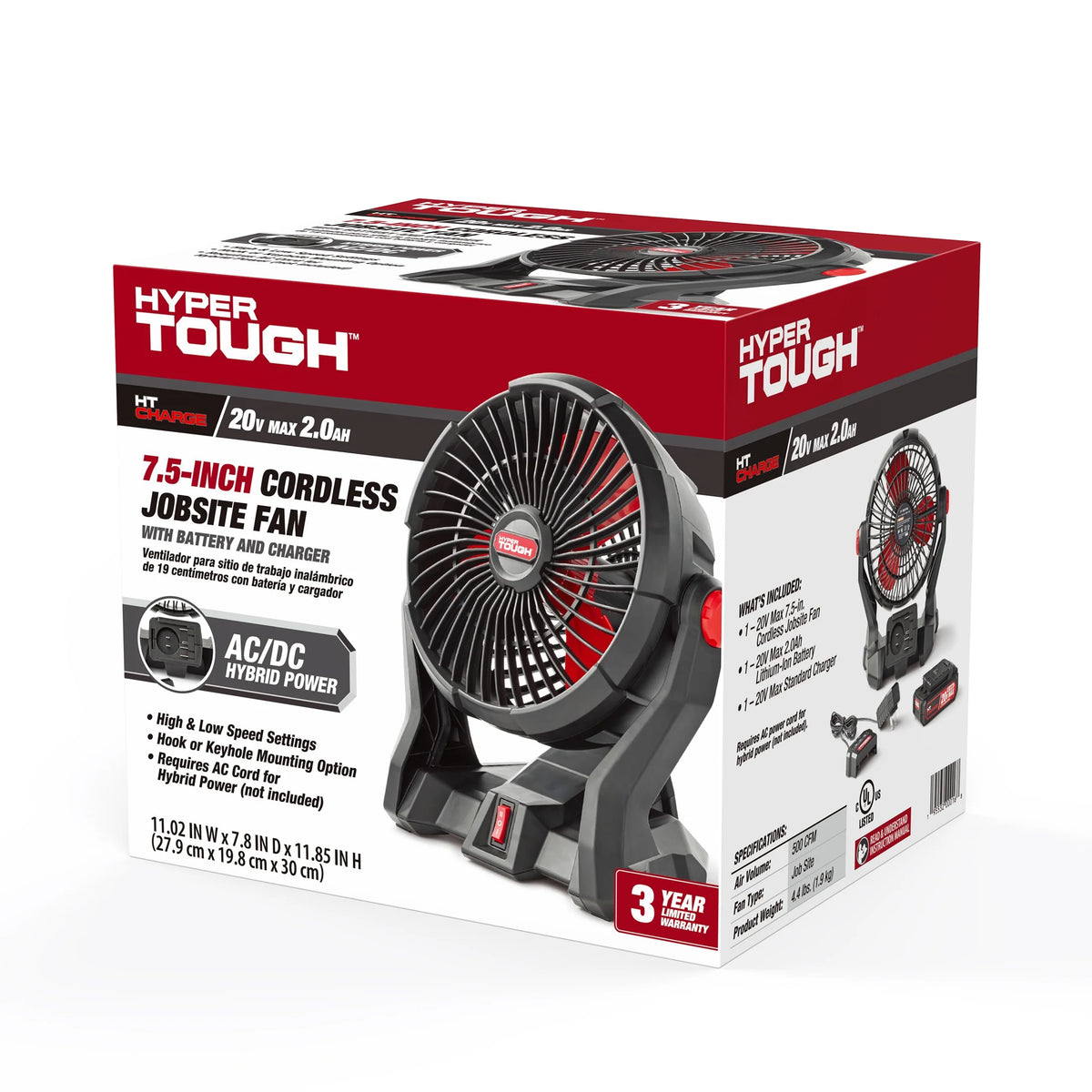 7.5 in. Cordless Fan with 2.0Ah Lithium-Ion Battery F555