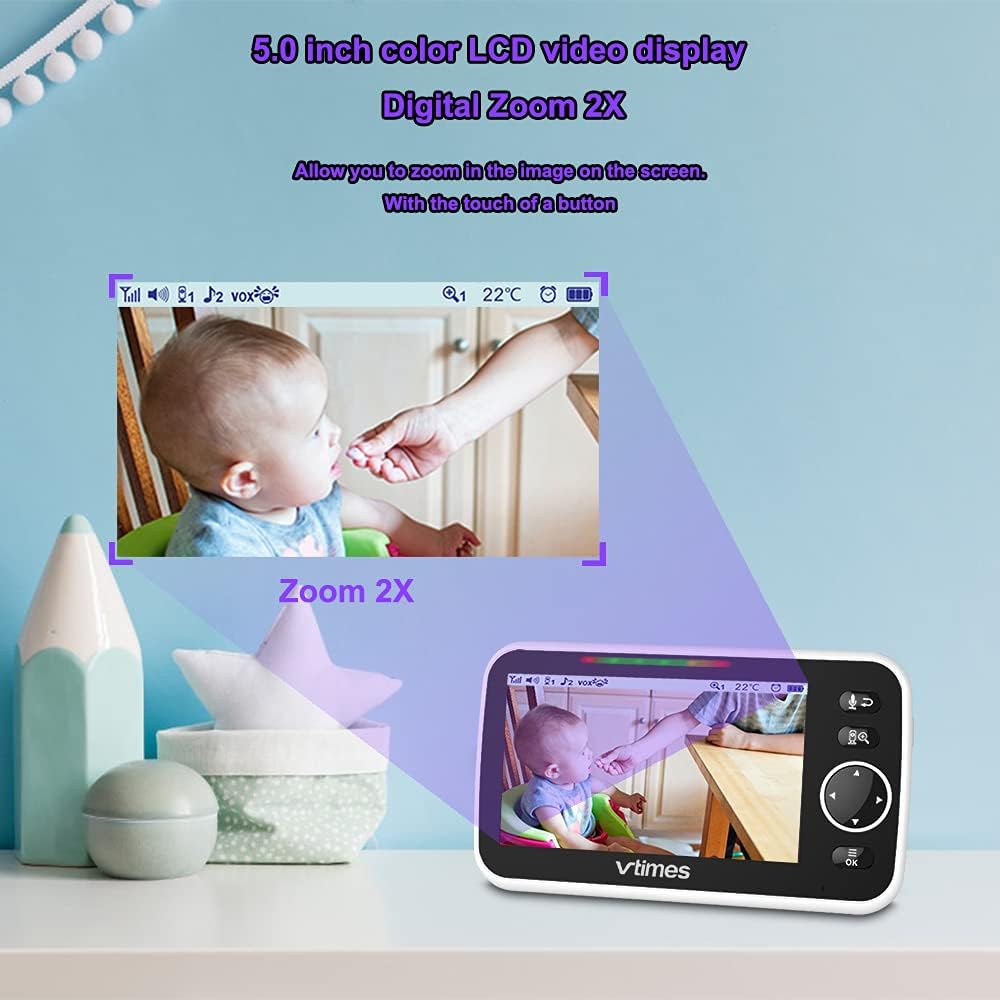 Baby Monitor with Camera and Audio 5 LCD Screen B496976