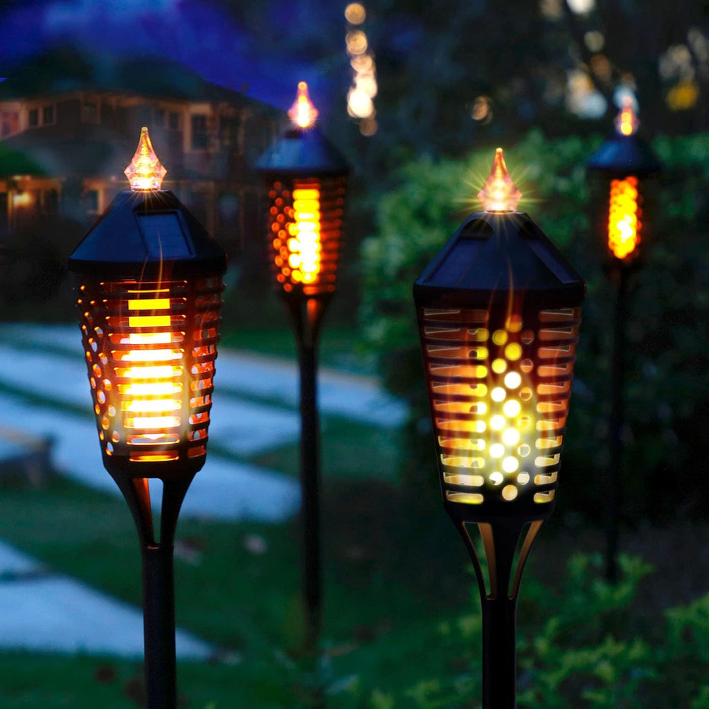 6 Pack Waterproof Solar Torch Lights with Flickering Flame W4807