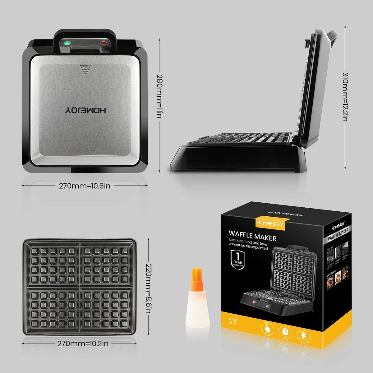 4-Slice Stainless Steel Non-stick Waffle Maker W7888