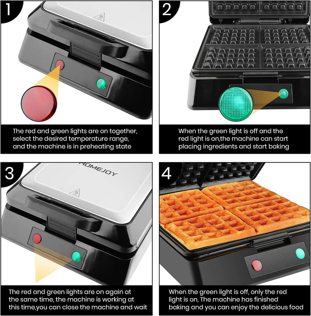 4-Slice Stainless Steel Non-stick Waffle Maker W7888