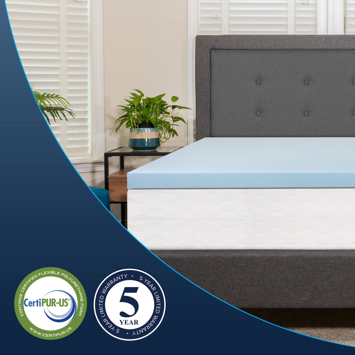 2 inch Cool Gel Memory Foam Mattress Topper Full L41000