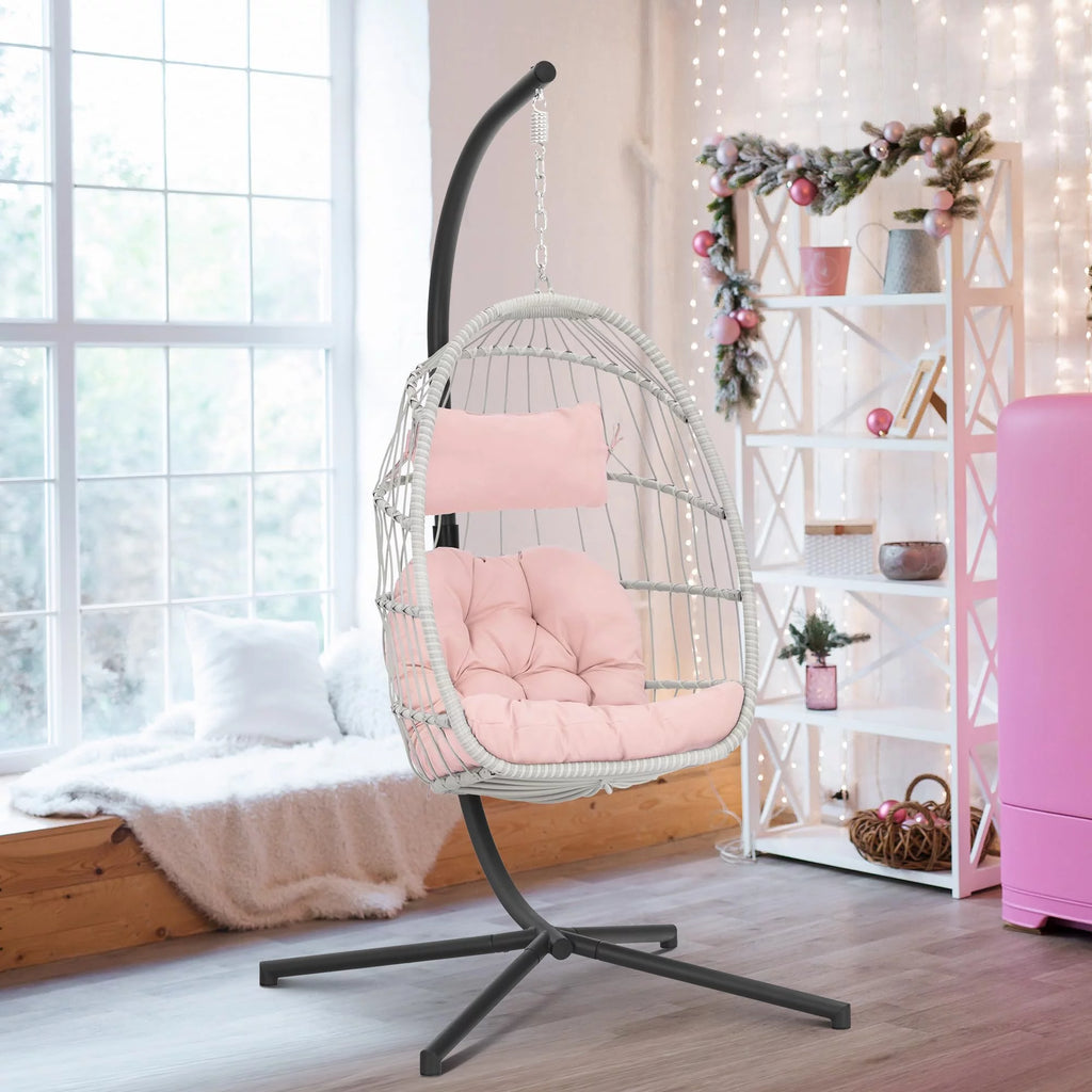 Hanging Egg Chair with Steel Stand and Cushion I55921