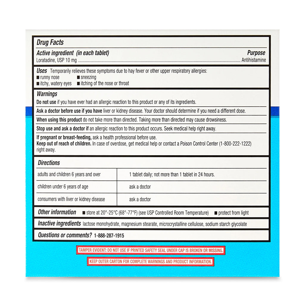 Loratadine Tablets 10 mg Antihistamine 45 Count L40920
