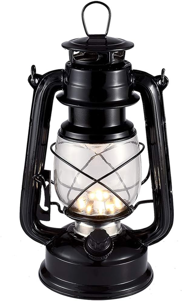 Rechargeable Vintage Hurricane Lantern, Warm White Battery Operated Lantern with Dimmer Switch, 15 LEDs Metal Hanging Lantern for Pack of 2 V887