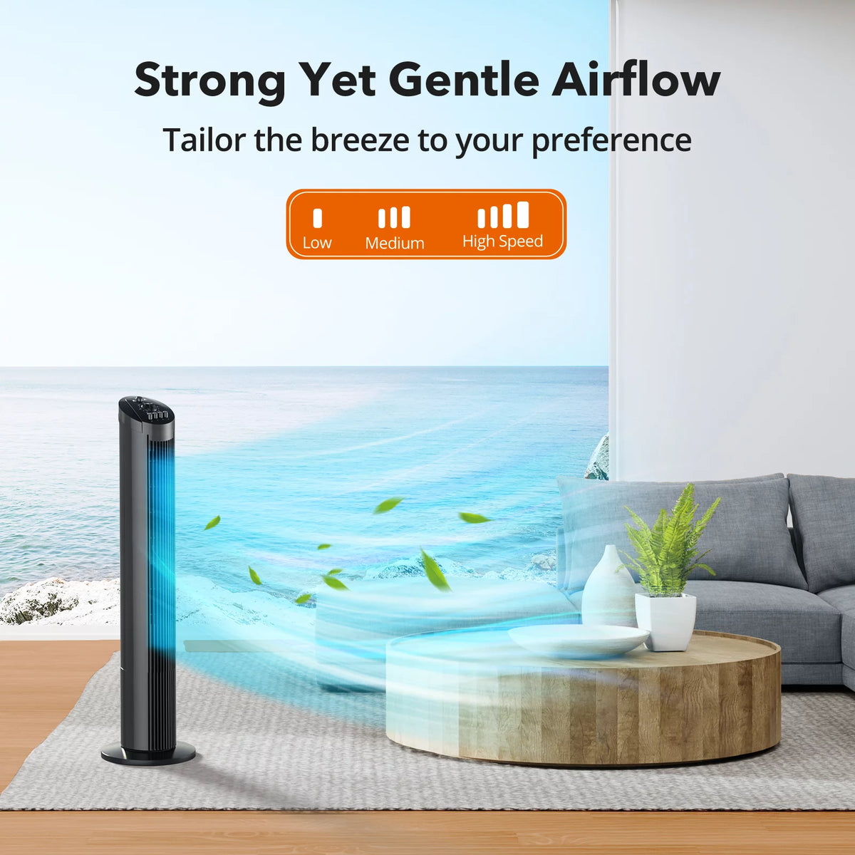 Black 36 Tower Fan with 3 Speed Settings V9033