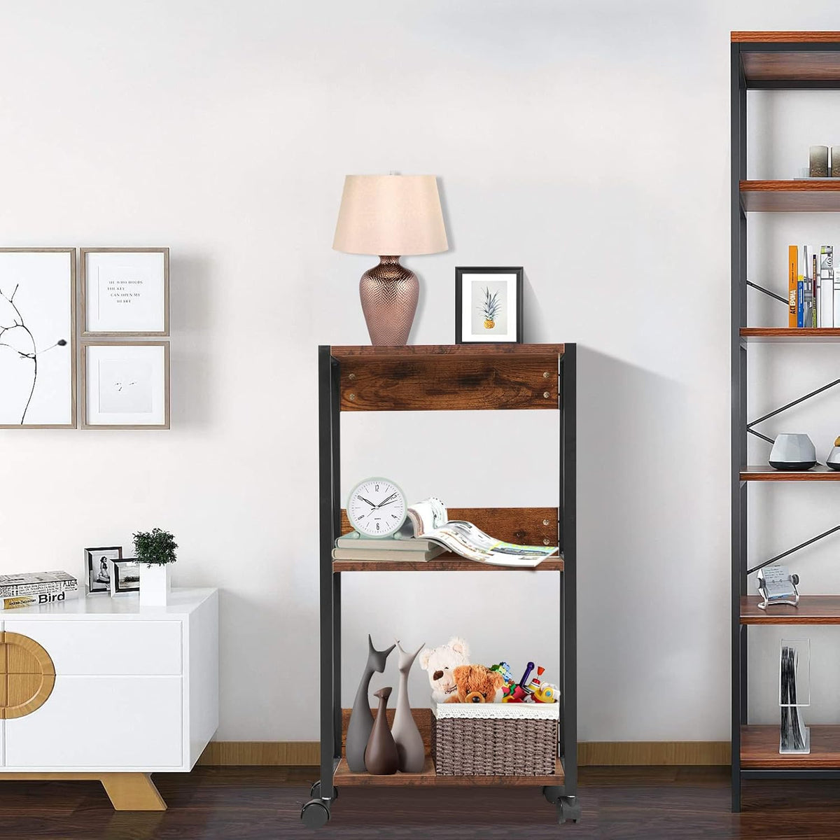3-Tier Rolling Printer Cart with Storage B472