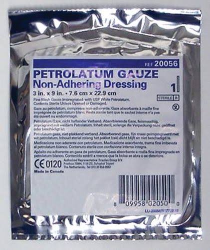 White Sterile Petrolatum Gauze Dressing 3 x 9 inch Case of 72 L9366