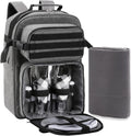 Picnic Backpack Cooler Bag for 2 Person Set with Insulated Compartment, Fleece Blanket, Cutlery Set I1773