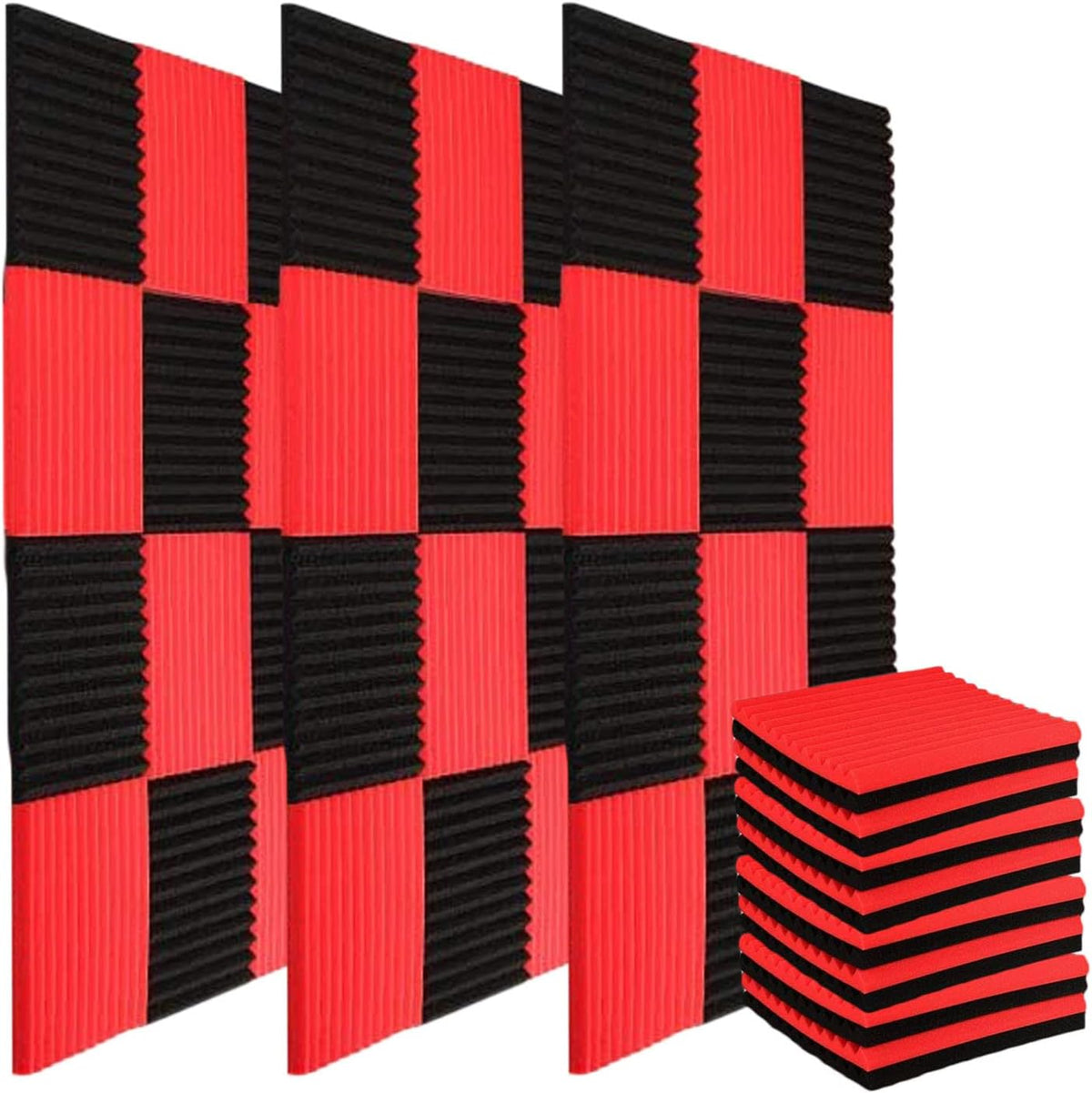 52 Pack Acoustic Panels Studio Foam 12X12 X1 Black/Blue X74377