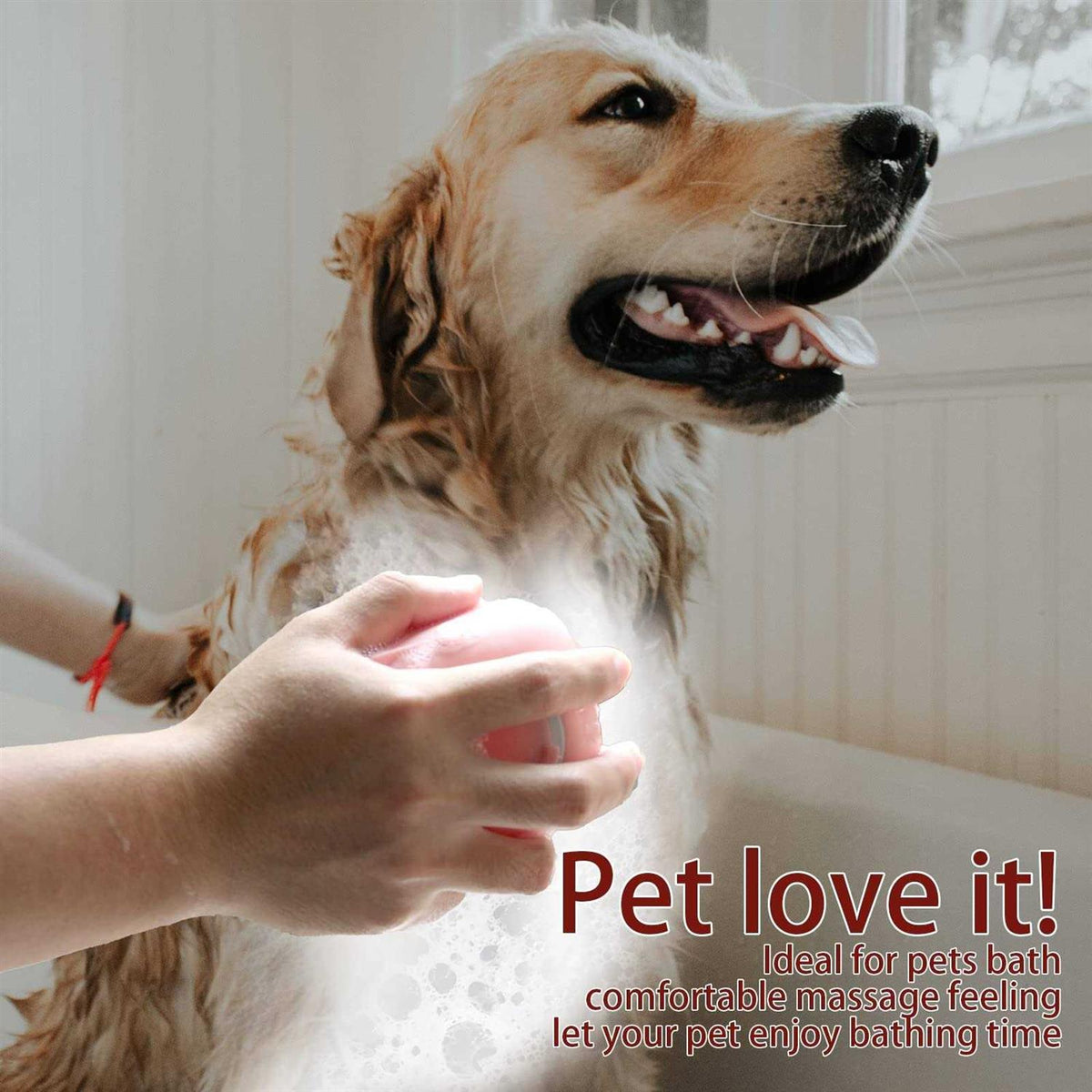 Dog Bath Brush with Shampoo Dispenser A2871