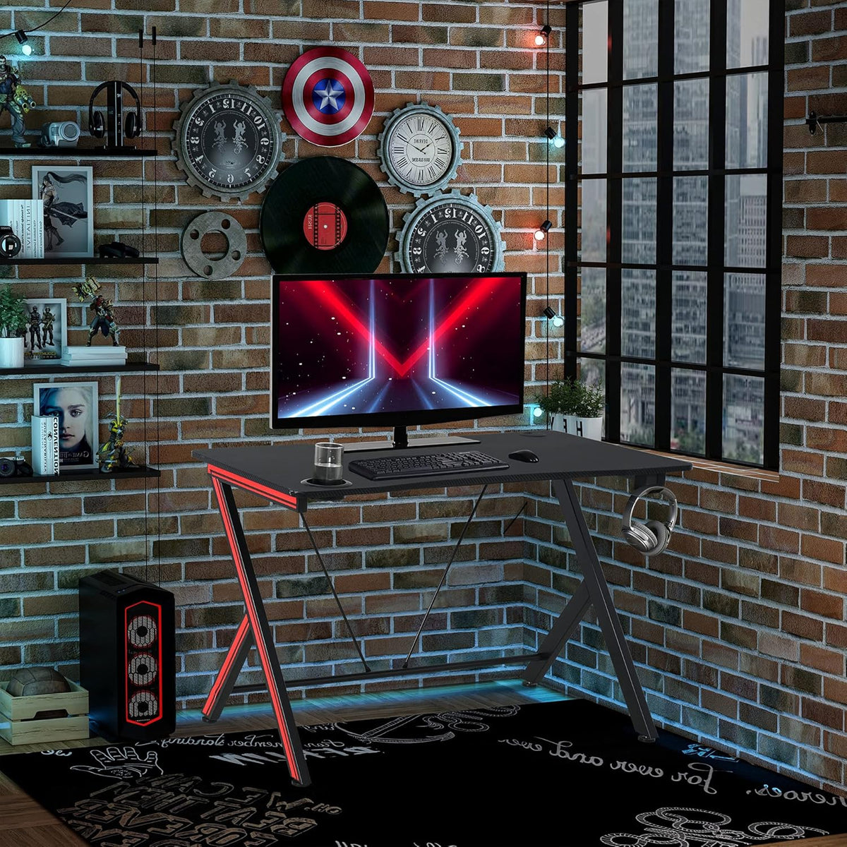 47 inch Gaming Computer Desk with Cup Holder J915349