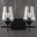 2-Light Brushed Nickel Vanity Lights with Clear Glass Shade P22186