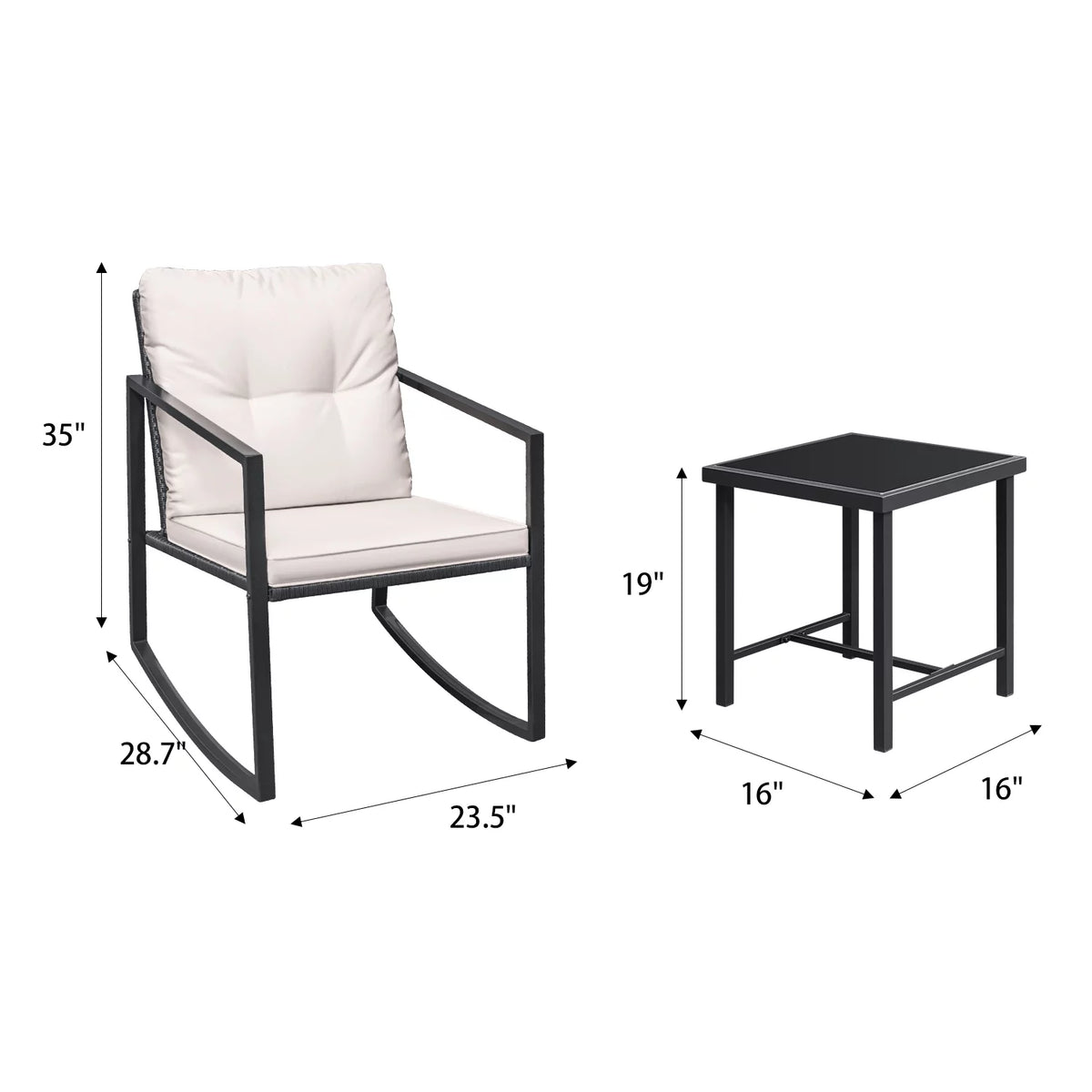 3 Pieces Wicker Patio Bistro Set White V584957