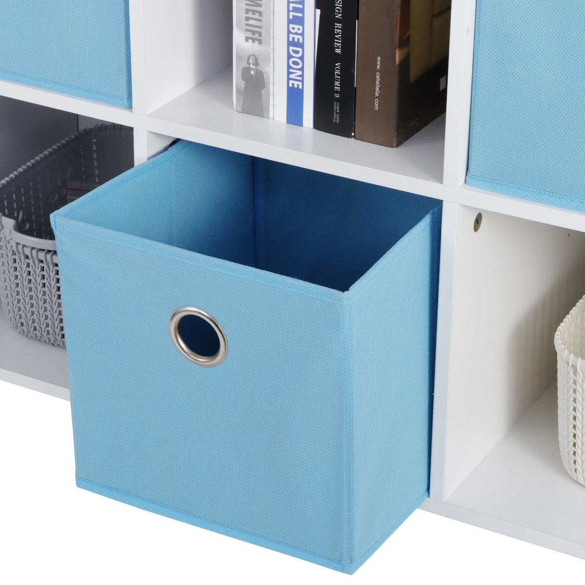 6 Cube Storage Organizer with 3 Fabric Bins C78541