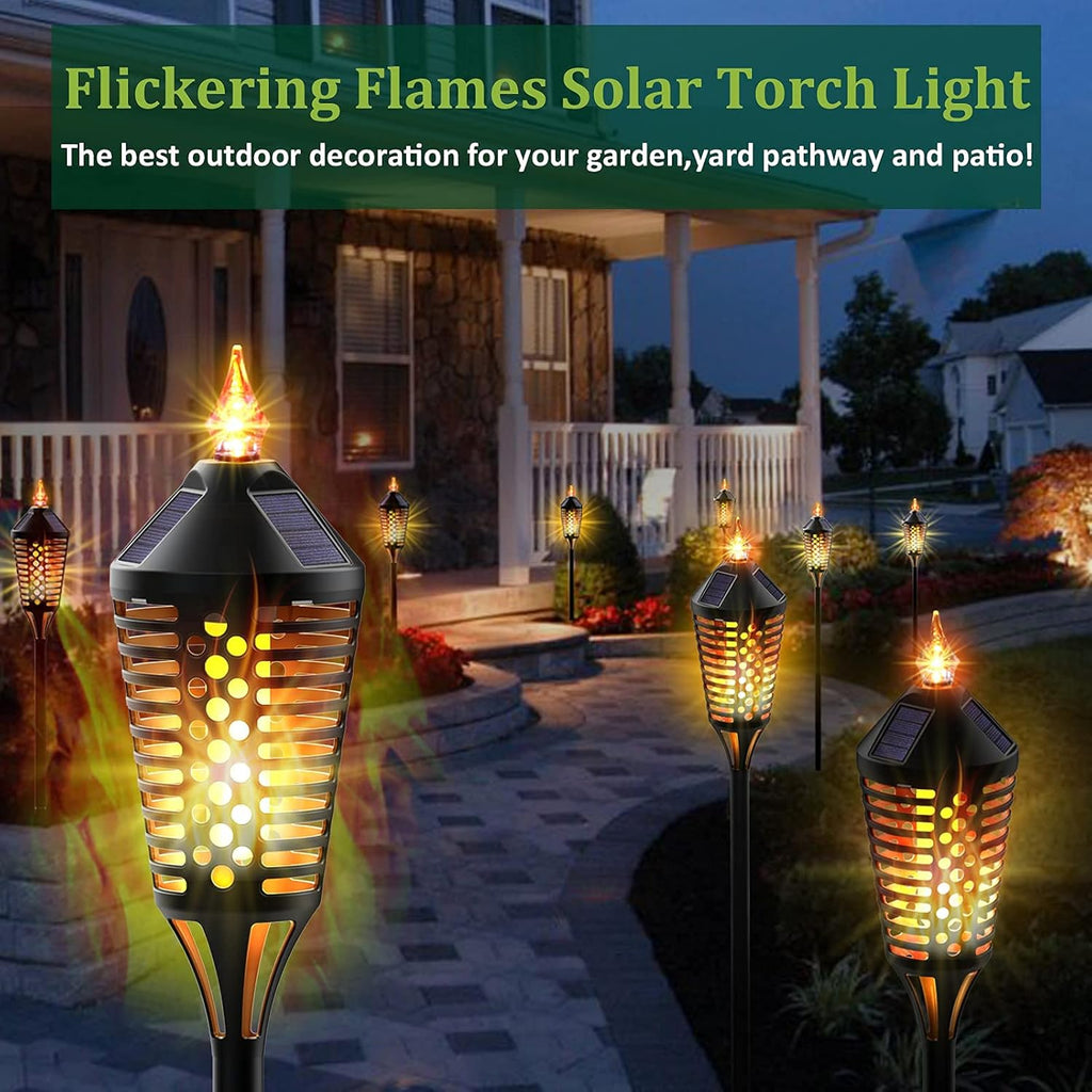 6 Pack Waterproof Solar Torch Lights with Flickering Flame W4807
