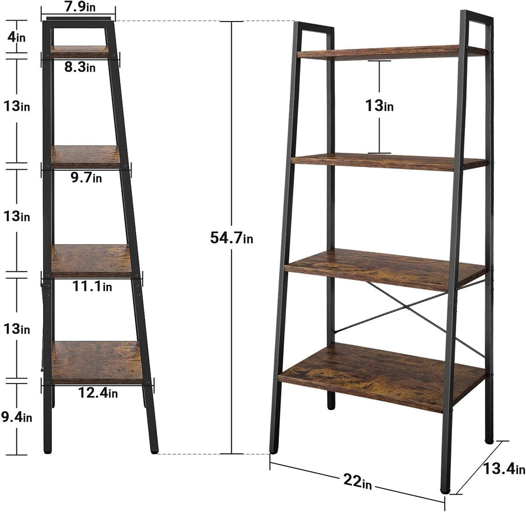 4-Tier Wood Ladder Shelf Bookcase O81845