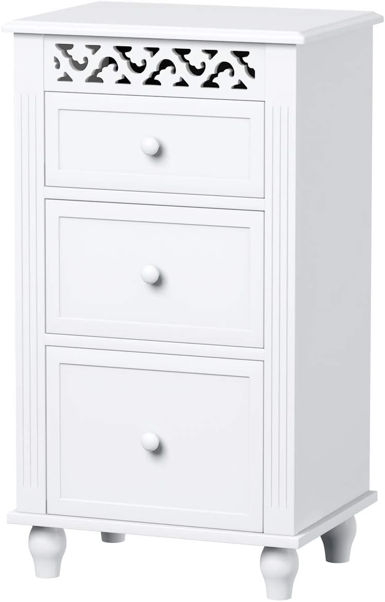 White 3 Drawer Wood Storage Cabinet F74789