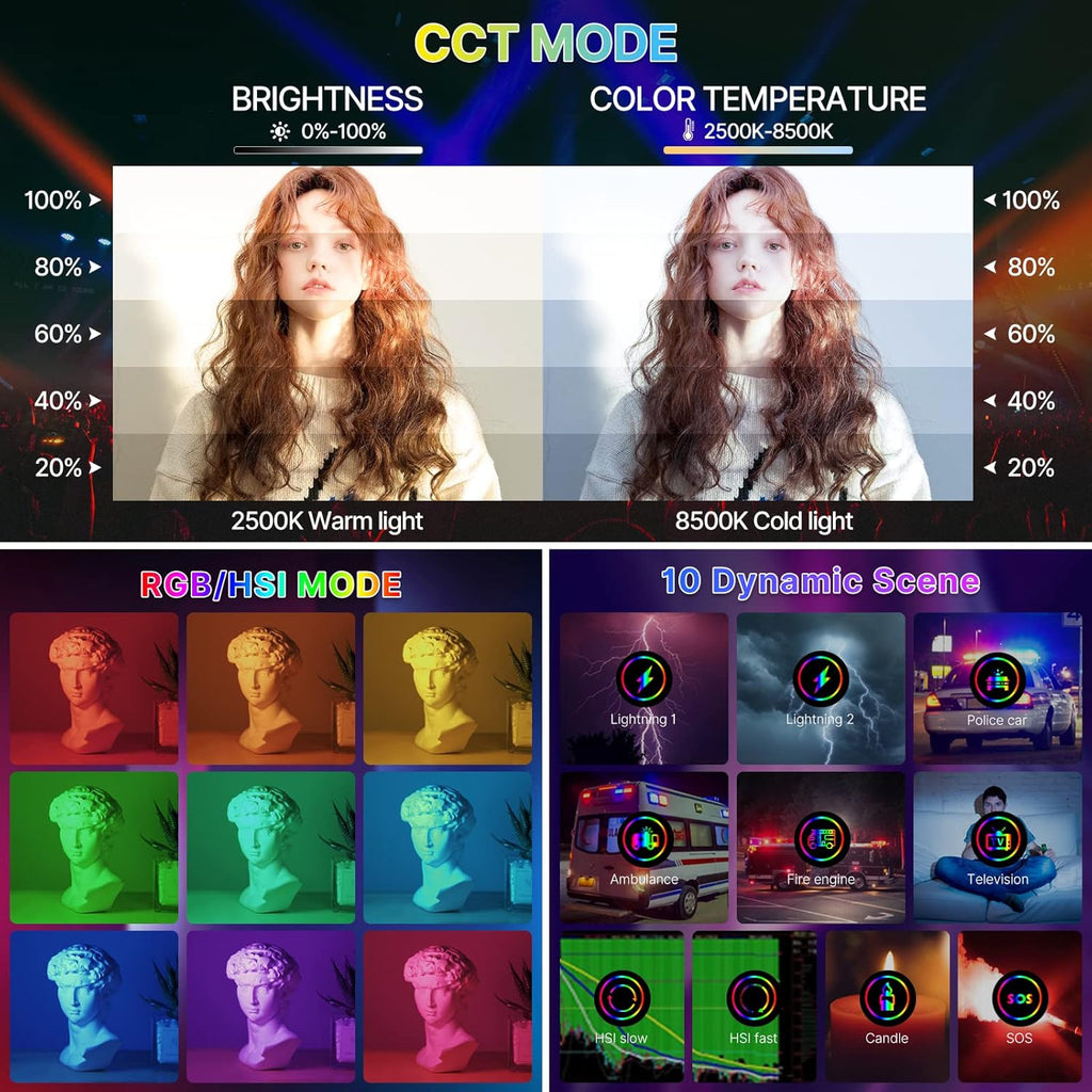 RGB LED Video Light Stick Handheld 2600mAh 2500-8500K D4519