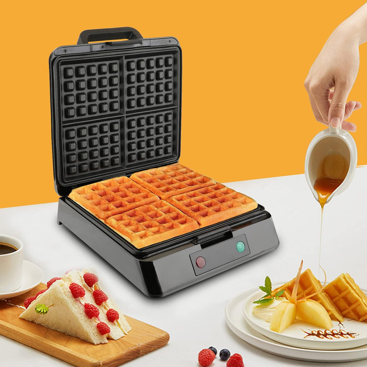 4-Slice Stainless Steel Non-stick Waffle Maker W7888