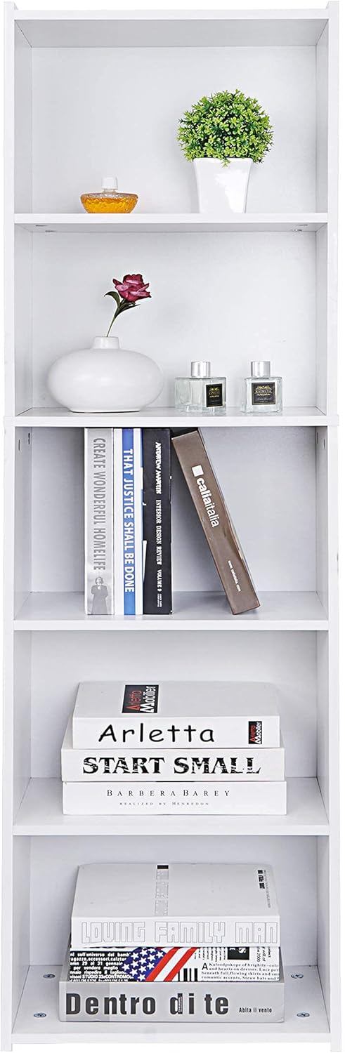 White 5-Shelf Wood Bookcase W129703