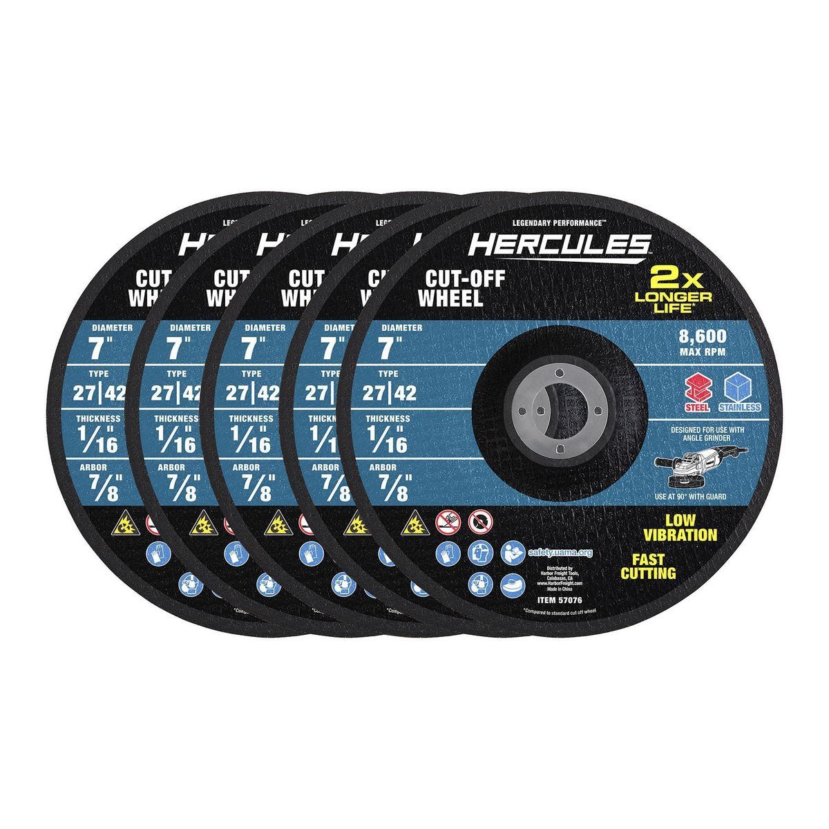7 in. x 1/16 in. x 7/8 in. Type 27/42 Metal Cut-Off Wheel 5-Pack Y326