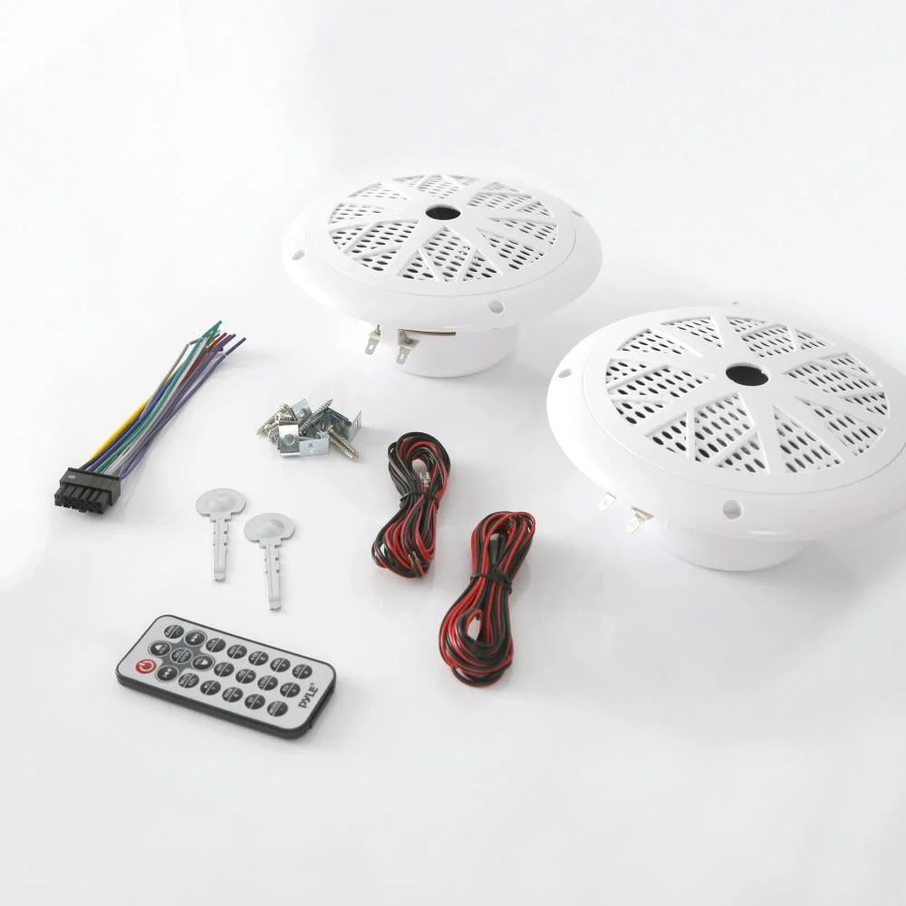 5.25 Inch Bluetooth Marine Stereo Receiver & Speaker Kit, White W136601