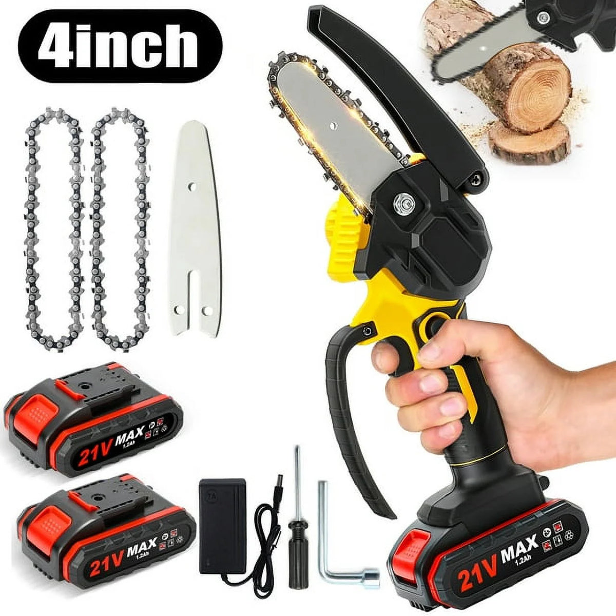 4 inch Mini Cordless Chainsaw with 2 Battery S92418