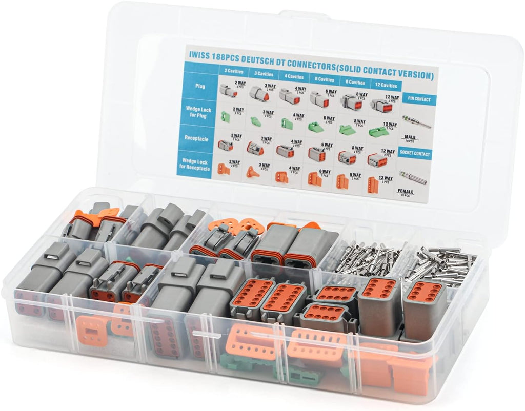 188PCS Gray Connector Kit with 16 Solid Contacts S286