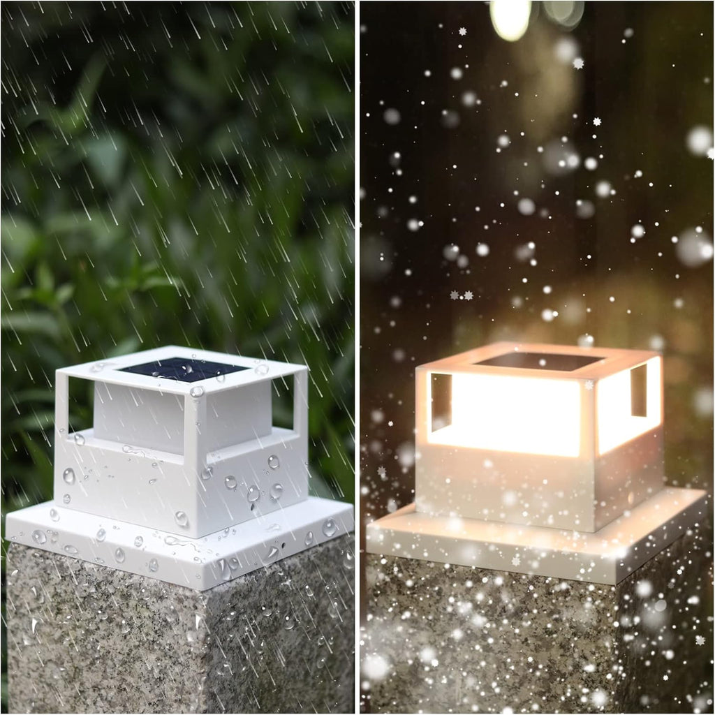 6 Pack White Solar Post Cap Lights L2399