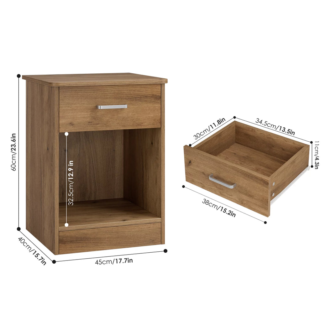 2 Tier Nightstand with Drawer, White F983