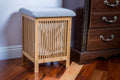 Bamboo Laundry Storage Basket Ottoman 21 Inch Tall Brown and White H478